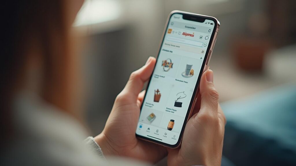 Gros plan sur un smartphone affichant une application d'achat en ligne